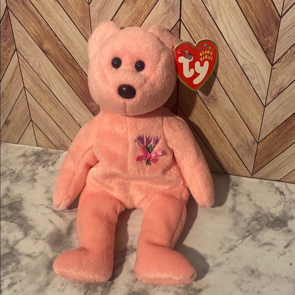 Mum Ty Beanie Babies Pink Teddy Bear Mother’s Day Sparkly